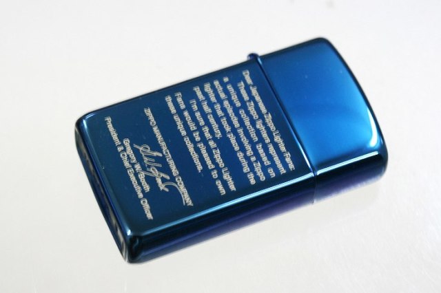 Zippo ジッポー 絶版・2003～4年製造 サファイア スリム メッセージ No.20494 メール便可