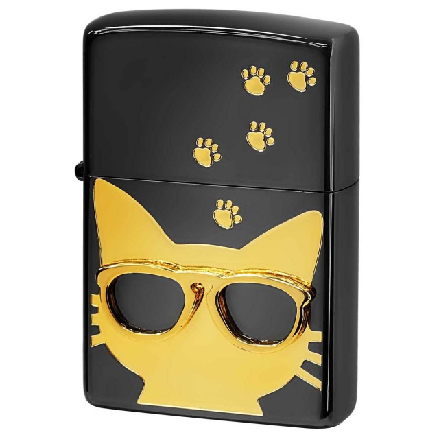Zippo ジッポー 猫 ネコ 足跡 サングラス メタル Love Cat ゴールド BdCAT-GD