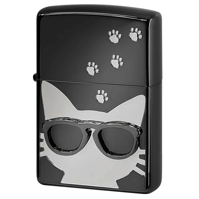 Zippo ジッポー 猫 ネコ 足跡 サングラス メタル Love Cat シルバー BdCAT-SV