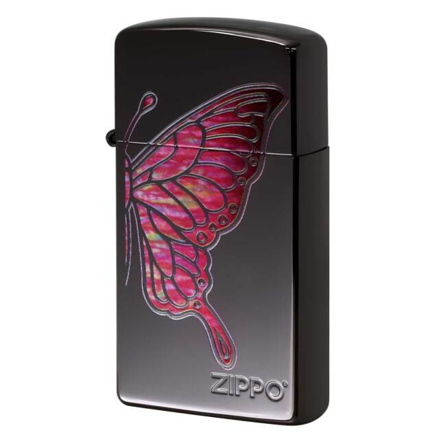 Zippo ジッポー スリム 蝶々 バタフライ シェル風プリント ピンク 1600BN-BTPK