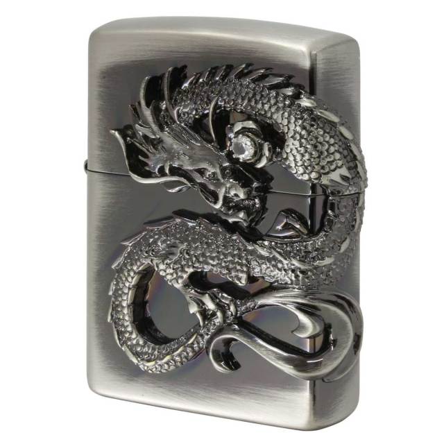 Zippo ジッポー ドラゴン 龍 2面連続メタル ニッケル古美 2 DS-Ni