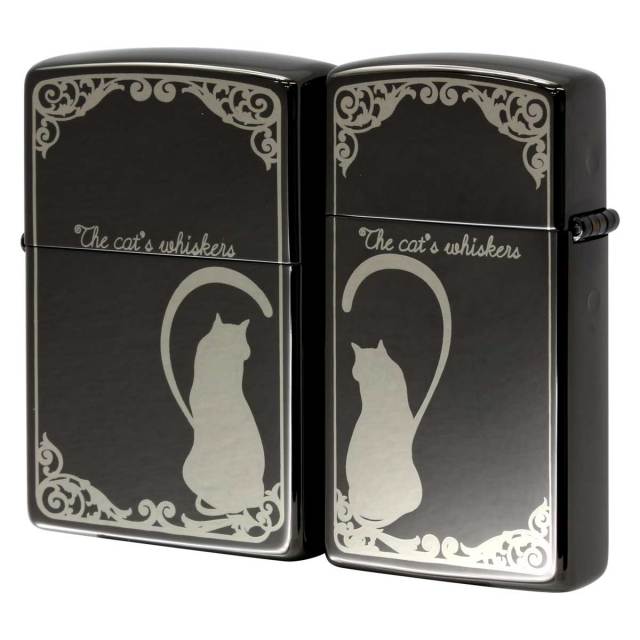 Zippo ジッポー ペア ねこ 猫 ラブ シルエットハート ブラック シルバー ペアセット Love Silhouette Pair Set B LS-BN