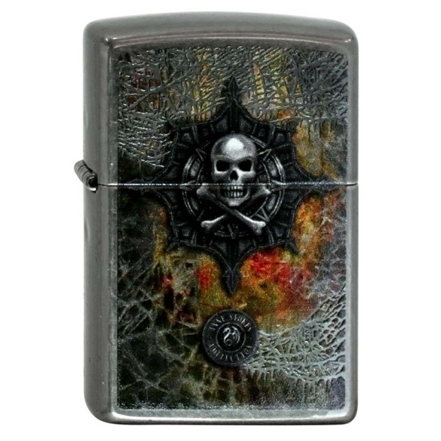 ヨーロッパ直輸入Zippo ジッポー アン ストークス スカル ドクロ 骸骨 クロス 十字架 Anne Stokes Skull & Crossbones プリント加工 60001418