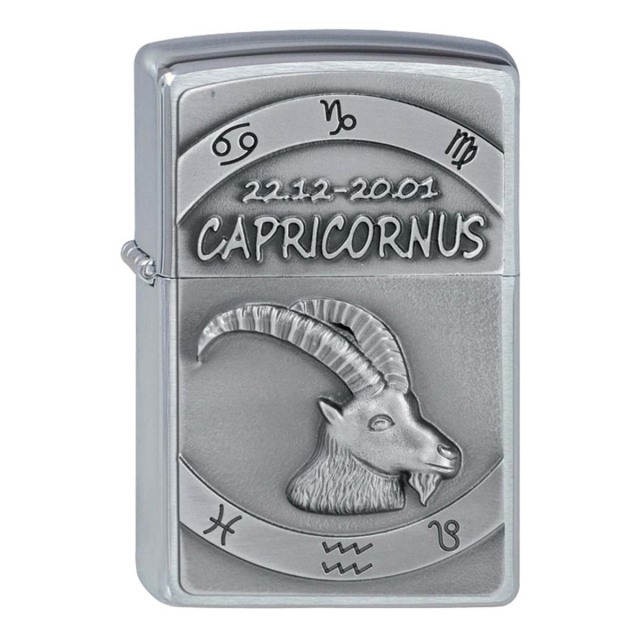 ヨーロッパ直輸入Zippo ジッポー 星座 カプリコーン 山羊座 Zodiac Capricorn エンブレム貼り 2002081 メール便可