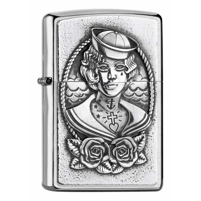 ヨーロッパ直輸入Zippo ジッポー セーラー ガール 船乗り SAILOR GIRL エンブレム貼り 2005920