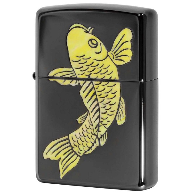 Zippo ジッポー 鯉 カープ シェル 貝 インレイ 象嵌 ブラック SHELL CORP 1201S666