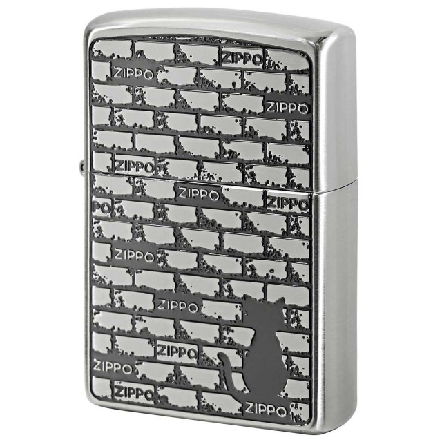 Zippo ジッポー ねこ 猫 レンガ 壁 ブリックキャット シルバー BRICK CAT SV 1201S819