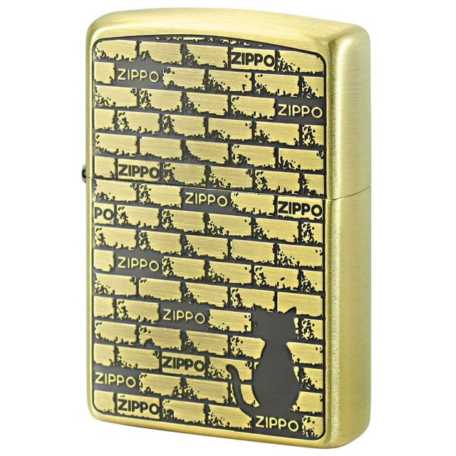 Zippo ジッポー ねこ 猫 レンガ 壁 ブリックキャット ブラス BRICK CAT BS 1201S820