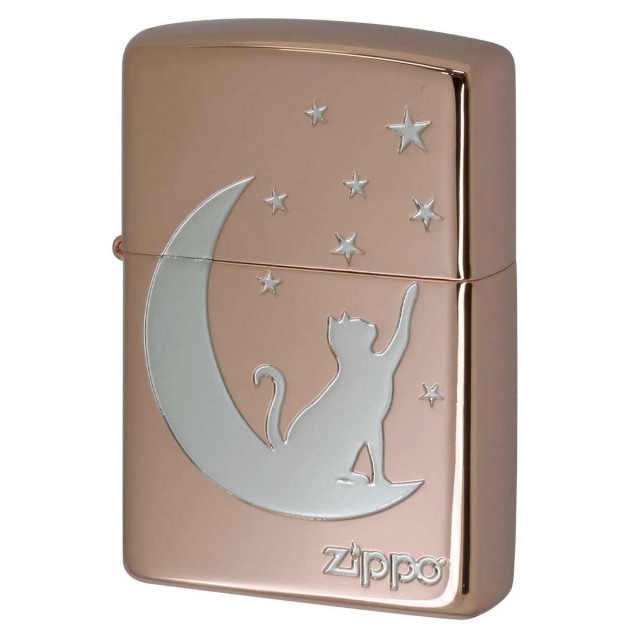 Zippo ジッポー 月 ネコ シルエット 月と猫 ピンクゴールド PKG 1201S878