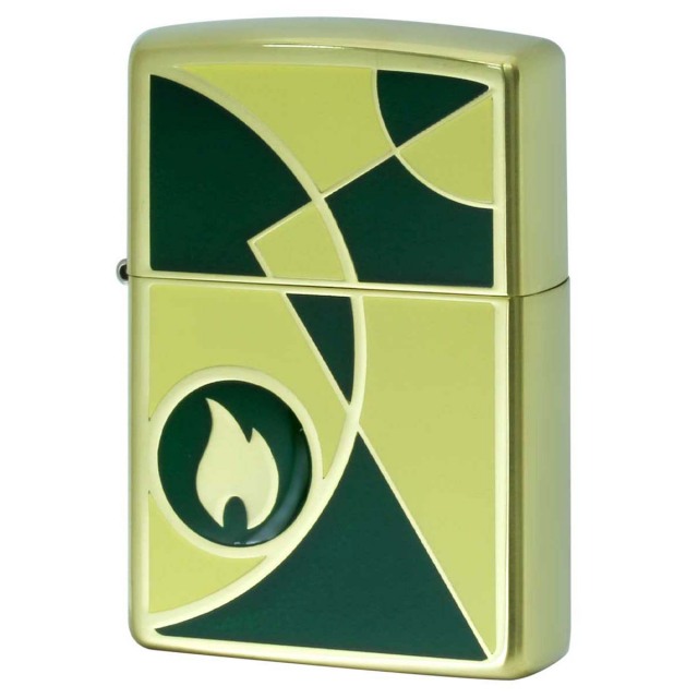 Zippo ジッポー 炎 アイコンフレーム モザイク ブラス グリーン ホワイト Mosaic BS GR WT 1201S857