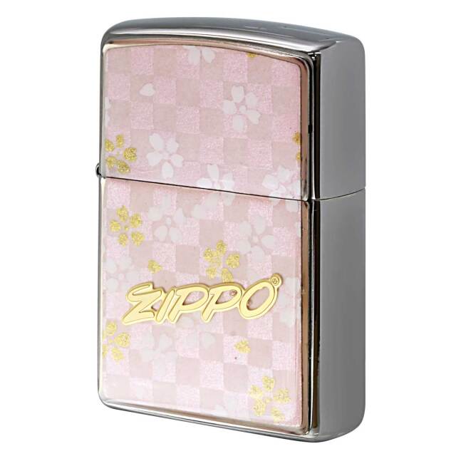 Zippo ジッポー 友禅和紙 伝統 和柄 ジッポ ロゴ 市松模様 桜 桃 1201S914 メール便可