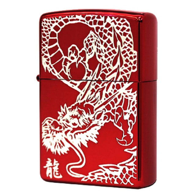 Zippo ジッポー ドラゴン 龍 レッド RED DRAGON Ion Red Gold Plate Inlay S 銀サシ