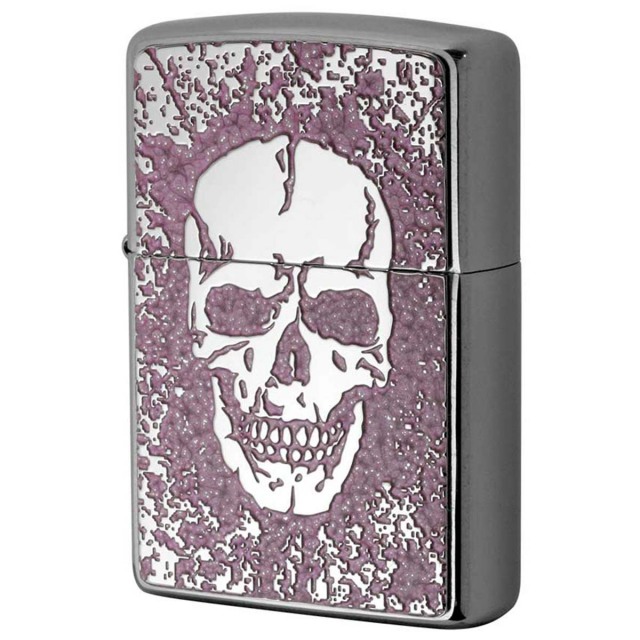 Zippo ジッポー スカル ドクロ 骸骨 Skull ピンク #200 メタルプレート 両面加工 ブラッシュドクローム 2MPP-Skull PK メール便可