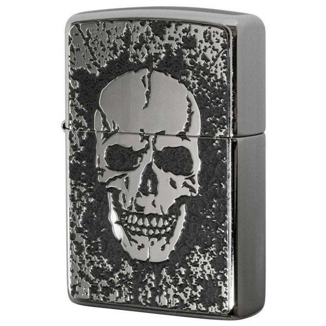 Zippo ジッポー スカル ドクロ 骸骨 Skull グレー #200 メタルプレート 両面加工 ブラッシュドクローム 2MPP-Skull GY メール便可