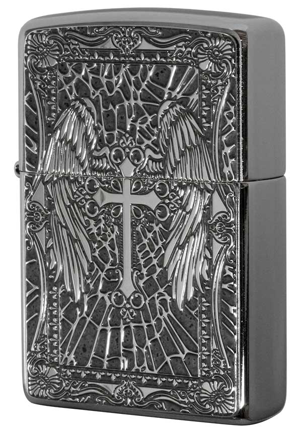 Zippo ジッポー クロス Cross 十字架 グレー #200 メタルプレート 両面加工 ブラッシュドクローム 2MPP-Cross GY メール便可
