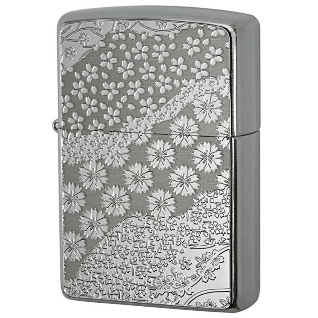 Zippo ジッポー 桜 さくら #200 メタルプレート ブラッシュドクローム 2MP-桜 メール便可