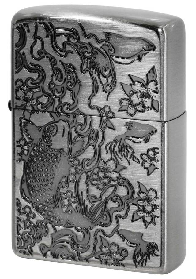 Zippo ジッポー 鯉と金魚 Carp and Goldfish ニッケル古美 メール便可