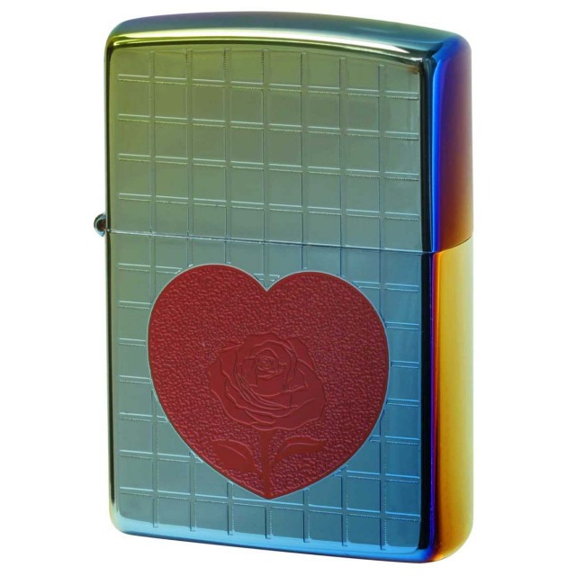 Zippo ジッポー ハート 薔薇 チタニュームコーティング レインボー TITANIUM COATING Heart Rose Rainbow TC-R メール便可