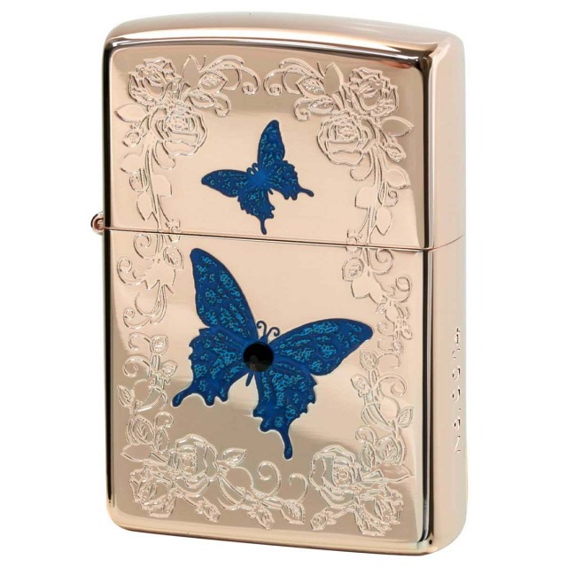 Zippo ジッポー 蝶々 バタフライ ブルー ローズピンク Blue Butterfly Rose Pink シリアル番号 Rose Pink