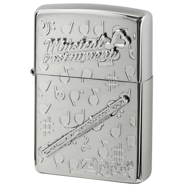 Zippo ジッポー フルート 楽器 メタル Musical instrumet White Nickel SATIN WNS-フルート