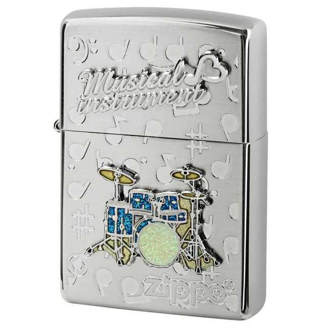 Zippo ジッポー ドラム 楽器 メタル Musical instrumet White Nickel SATIN WNS-ドラム