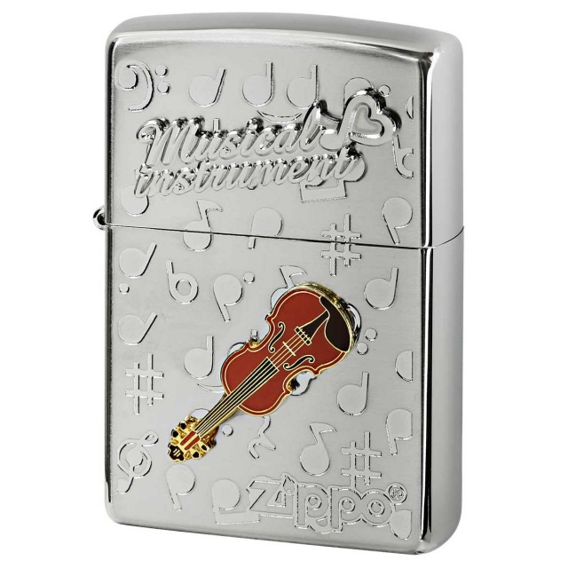 Zippo ジッポー バイオリン 楽器 メタル Musical instrumet White Nickel SATIN WNS-バイオリン