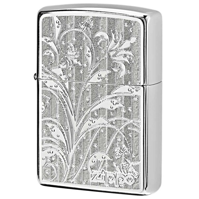 Zippo ジッポー アラベスク 唐草  #200 メタルプレート ブラッシュドクローム 2MP-アラベスクA SV メール便可
