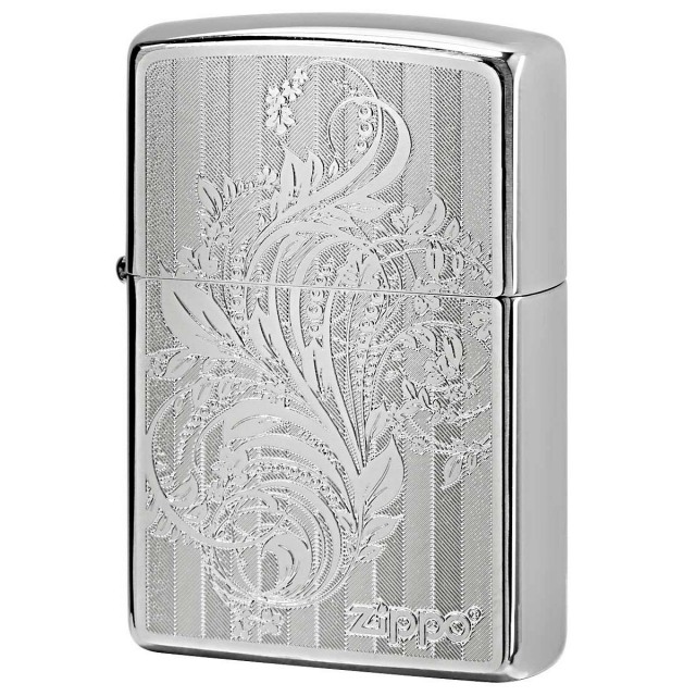 Zippo ジッポー アラベスク 唐草 #200 メタルプレート ブラッシュドクローム 2MP-アラベスクB SV メール便可