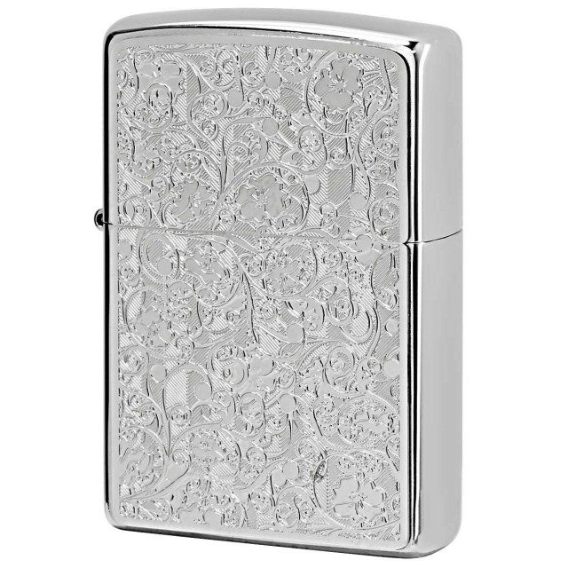 Zippo ジッポー アラベスク 唐草 #200 メタルプレート ブラッシュドクローム 2MP-アラベスクC SV メール便可