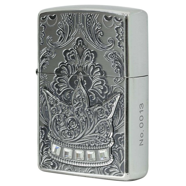 Zippo ジッポー 王冠 クラウン メタル ラインストーン シルバーいぶし The Crown Silver Oxidized シリアル番号 B