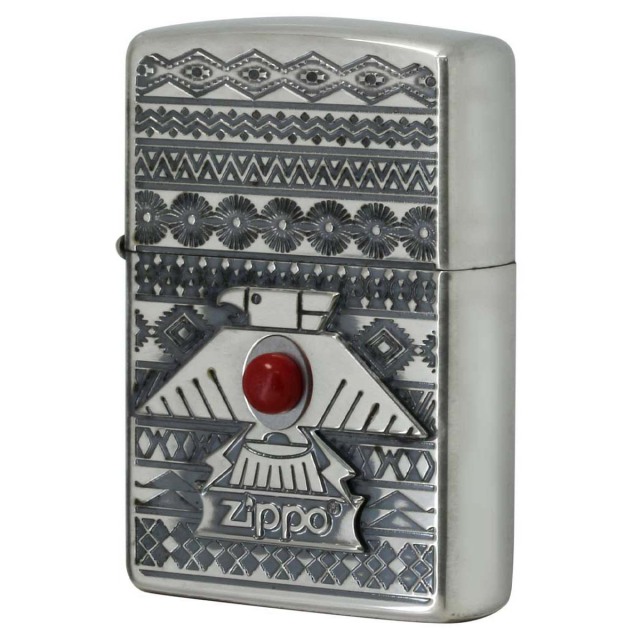 Zippo ジッポー ネイティブアメリカン サンダーバード シルバーいぶし レッド Thunderbird RD Silver Oxidized