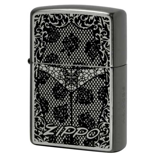 Zippo ジッポー ランジェリー セクシー 蝶々 バタフライ 両面加工 ネオブラック シルバー W Sexy Black Metal Neo Black BM S