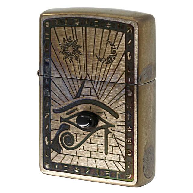 Zippo ジッポー ビンテージ風 ユーズド エジプト神話 天然石 オニキス ホルス V・Horus メール便可