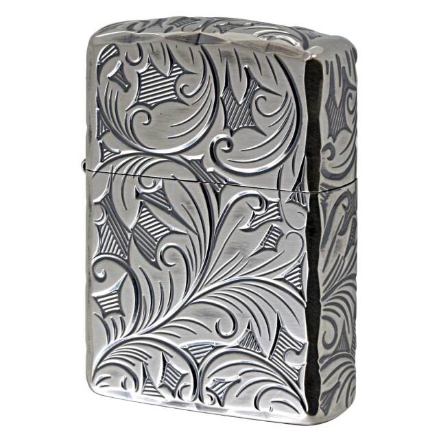 Zippo ジッポー アーマー ARMOR 5面立体 NC彫刻 リーフ 葉 銀いぶし 5NC-LEAF S