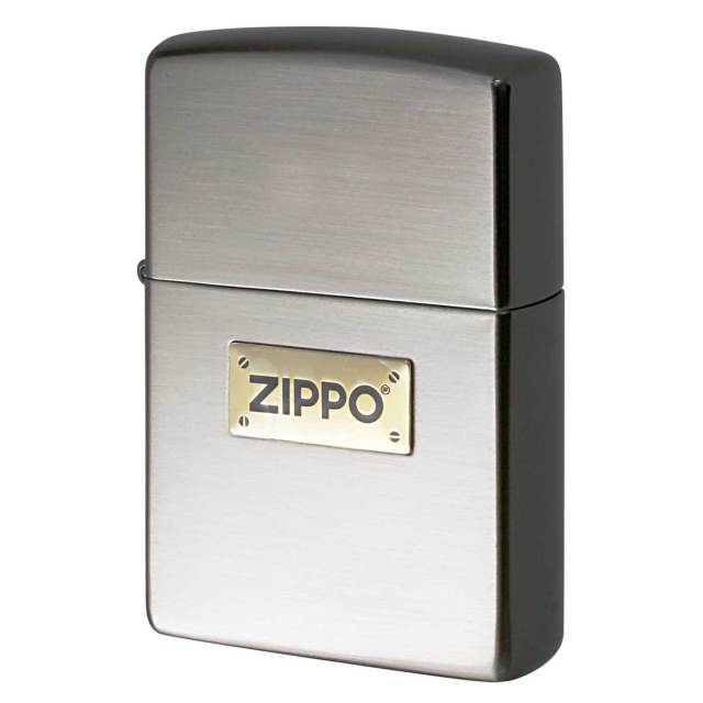 Zippo ジッポー ZIPPO LOGO METAL コンビメッキ ジッポ ロゴ メタル シルバー ブラック M・COMBI MET NB メール便可