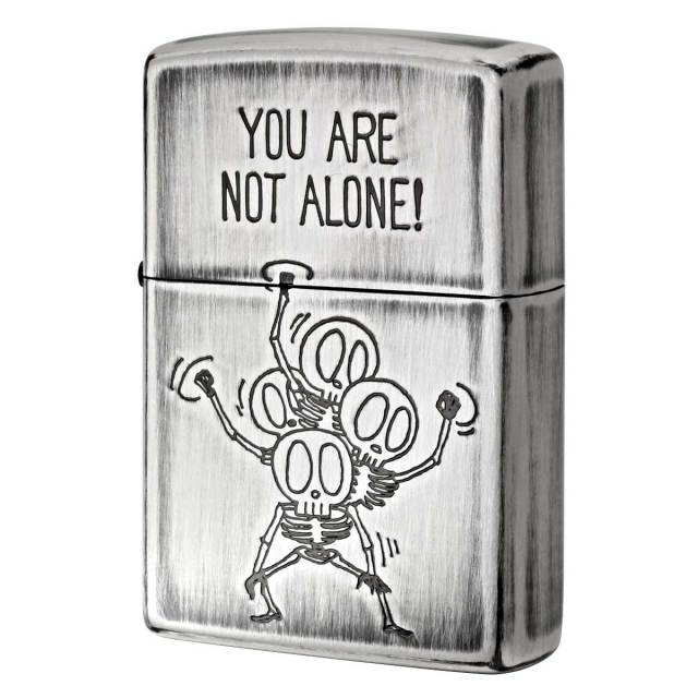 Zippo ジッポー スカル 骸骨 ユーズド仕上げ FUNNY SKULL You are not alone. 君はひとりじゃない 2UDS-ALONE