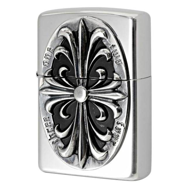 Zippo ジッポー クロス 十字架 Cross 銀メッキ いぶし仕上げ Metal EMBLEM 2SIM-CROZS