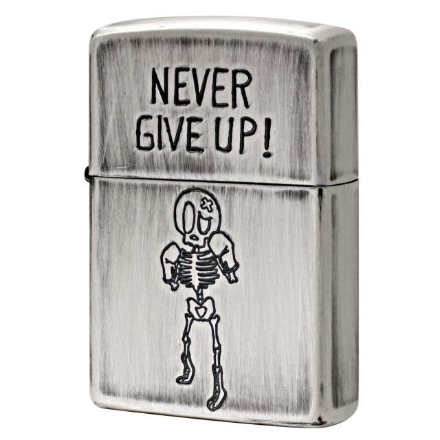 Zippo ジッポー スカル ドクロ 骸骨 ユーズド仕上げ FUNNY SKULL USED FINISH NEVER GIVE UP 決して諦めない 2UDS-GIVEUP