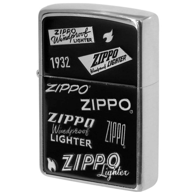 Zippo ジッポー 歴代 ジッポー ロゴ 両面加工 銀メッキいぶし ZIPPO LOGO  2SIBK-ZLOGO メール便可