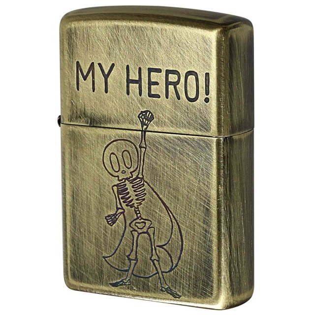 Zippo ジッポー スカル ドクロ 骸骨 真鍮 ブラス ユーズド仕上げ FUNNY SKULL USED FINISH MY HERO マイヒーロー 2UDB-MY HERO メール便可