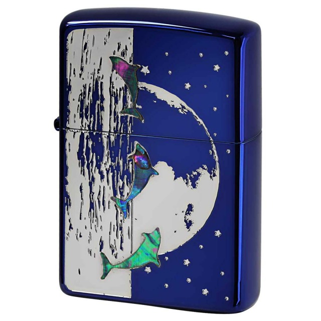 Zippo ジッポー イルカ ドルフィン シェル 貝 インレイ 象嵌 DOLPHIN PLANET ドルフィン プラネット 2BLS-DOLPHIN2