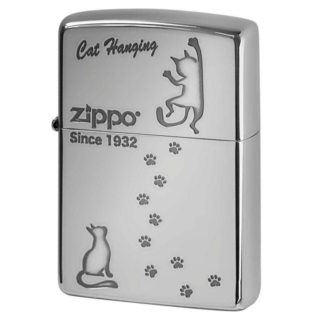 Zippo ジッポー ネコ 猫 Cat 足跡 愛くるしい ニッケルメッキ Cat Hanging NI-CATHANG2 メール便可