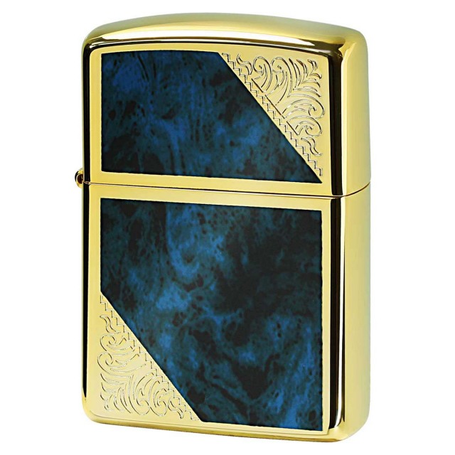 Zippo ジッポー アーマー 大理石調 ベネチアン ブルー マーブル アラベスク 唐草 金メッキ ARMOUR VENETIAN ゴールドタンク 162GW-BLM