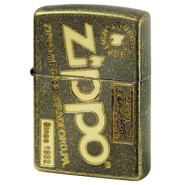 Zippo ジッポー アンティーク オールド ロゴ バレル加工 真鍮 ブラス Antique old Logo 2BB-ZLOGOFL