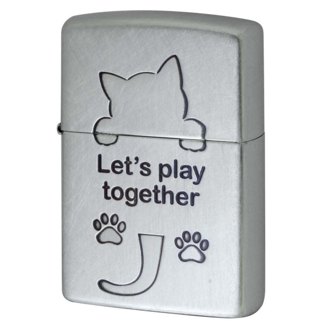 Zippo ジッポー ネコ 猫 Cat 一緒に遊ぼう ユーズド仕上げ 銀メッキ CAT Series Let's play together 2UDSI-CAT