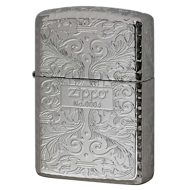 Zippo ジッポー アーマー 5面 アラベスク 唐草 コーナーリューター ジッポ ロゴ シルバー ARMOR Arabesque シリアル番号 162PT-Z5KARART