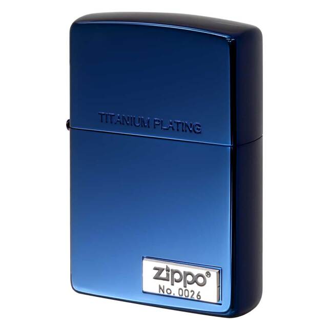 Zippo ジッポー ブルーチタン ジッポ ロゴ メタル TITANIUM＆ONE POINT METAL 2TIBLM-LOGO