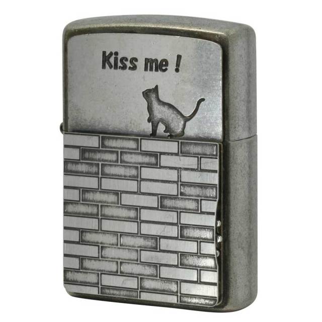 Zippo ジッポー ネコ 猫 Cat キスミー キャッツ バレル加工 クローム Kiss me cat's トリックジッポー ZTR-CAT CB メール便可