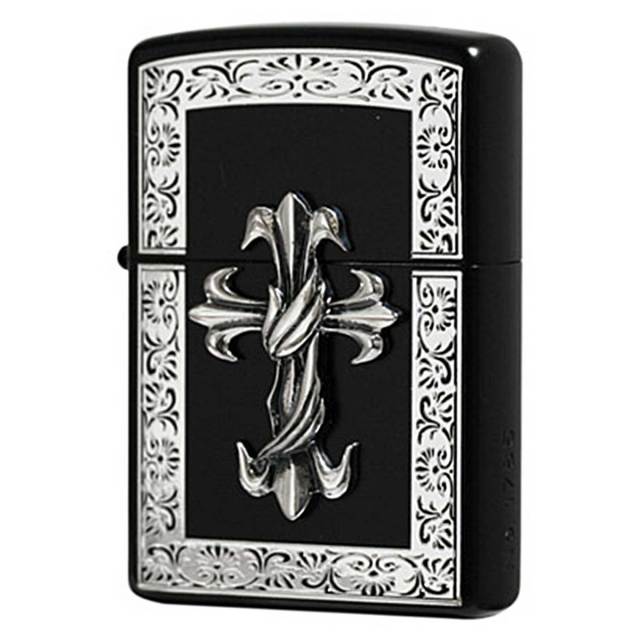 Zippo ジッポー ハードメタル アラベスクフレーム クロスメタル BKクロス メール便可