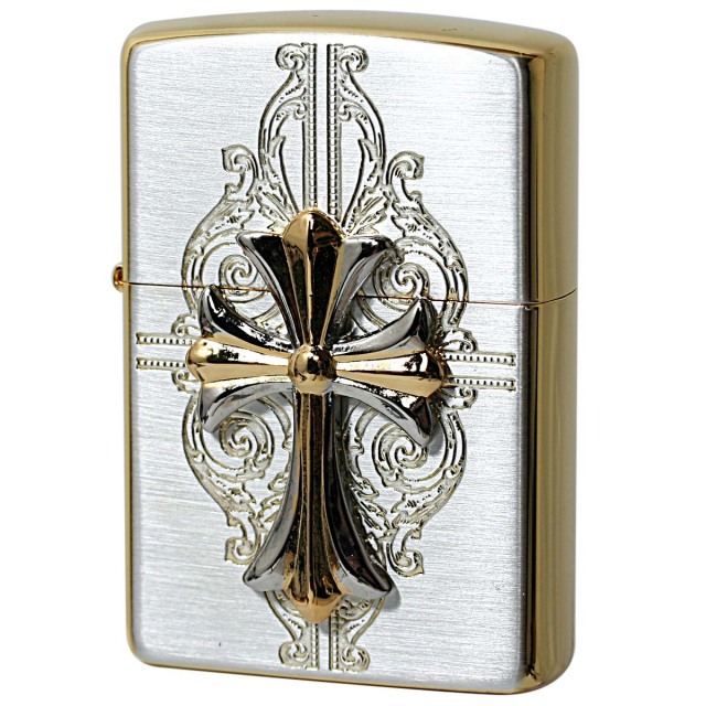 Zippo ジッポー クロス 十字架 Cross クロスコンビメタル サテン ゴールド No.4